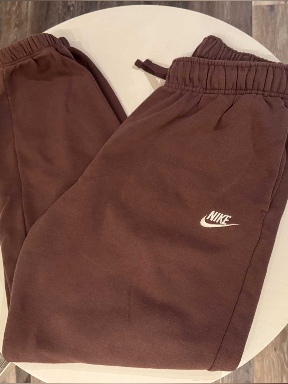 Nike Maroon Track Joggers with White Swoosh